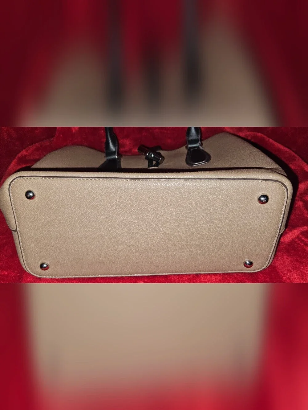 Andrienne Vittadini Timeless Treasures Collection Taupe & Black Satchel Handbag